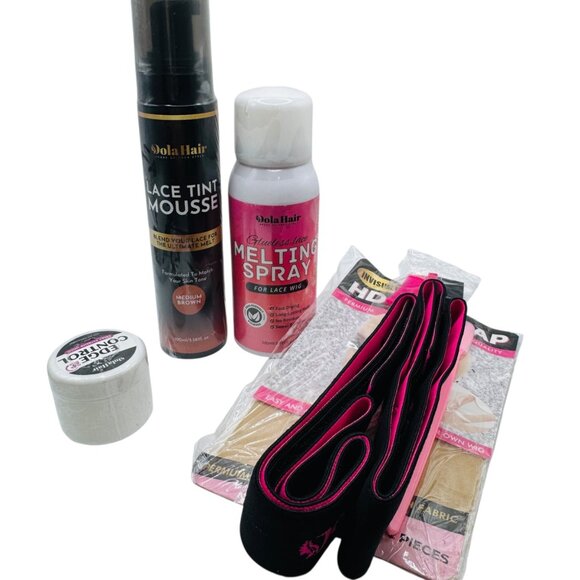 Dola Hair Lace Tint Mousse Medium Brown & Melting Spray + Edge Control & HD Wrap - Picture 1 of 5